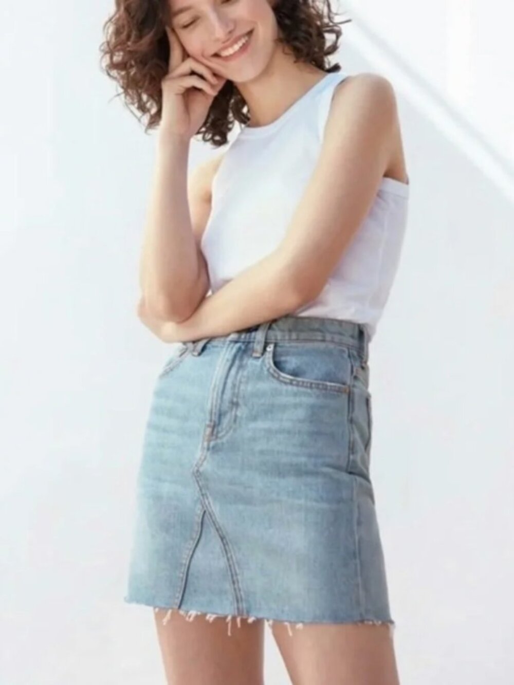 Everlane • The Denim Reconstructed Skirt, Light Wash